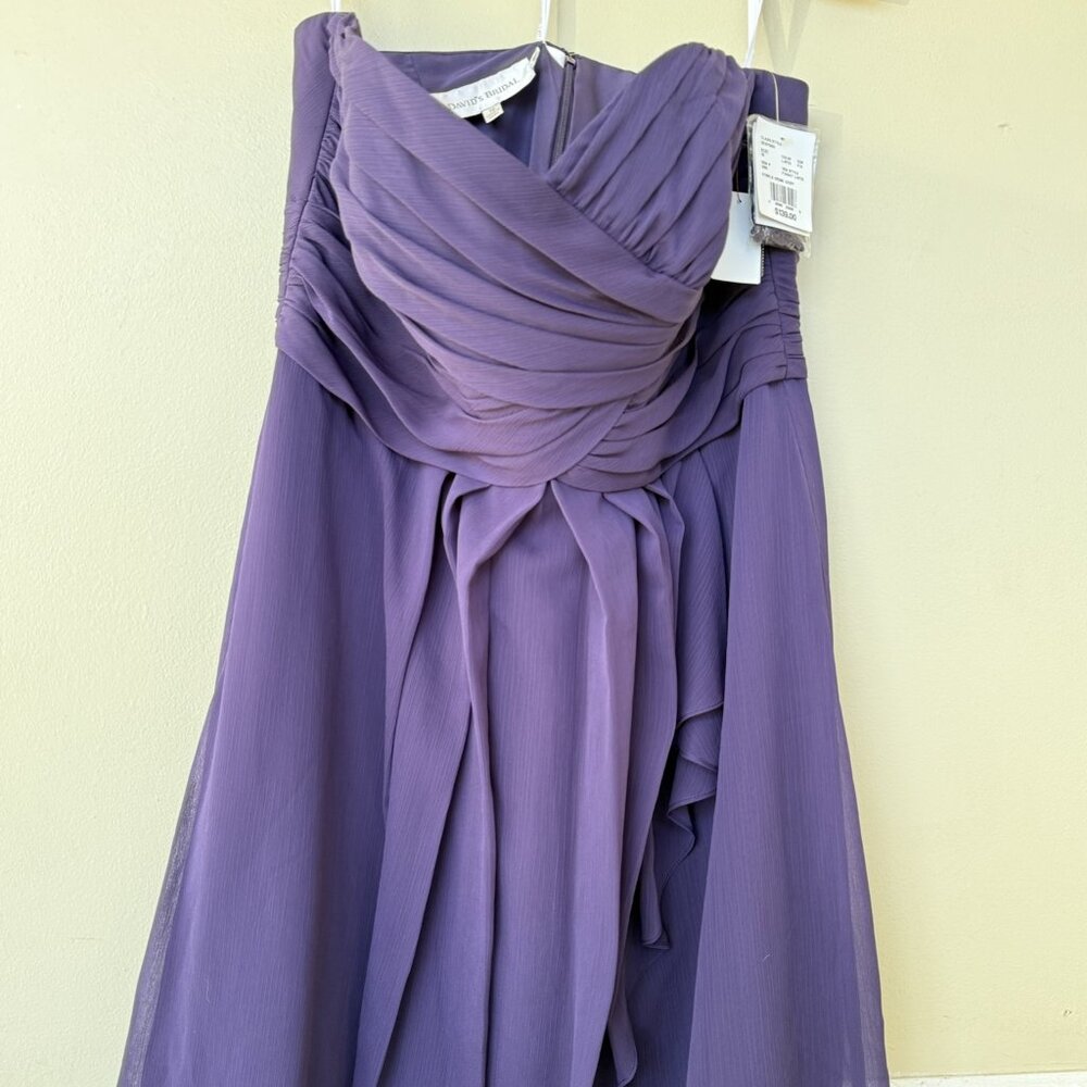 Davids Bridal - bridesmaid dress - strapless- chiffon- short NWT